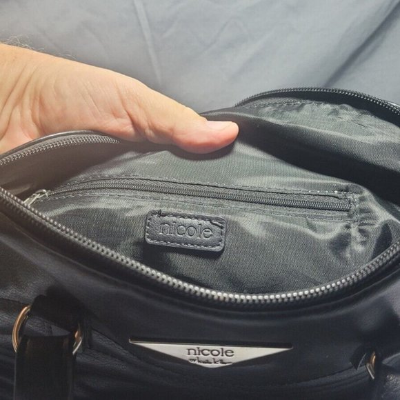 Nicole NICOLE MILLER 'Pricilla' Satchel Handbag Purse -Black Excellent Pre owned - Picture 5 of 6